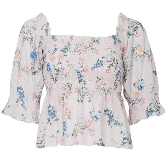 LAST CHANCE Saylor Shirt Womens Pink COTTON Floral Peplum Clover Blouse top - Picture 8 of 8